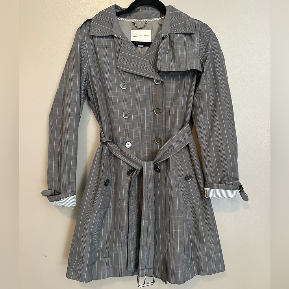 Banana Republic stripped long rain jacket
